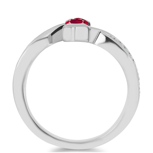 Inel din Argint 925 ( 3.28 grame ) cu Rubin Malagasy și Topaz Alb 0.81 Carate