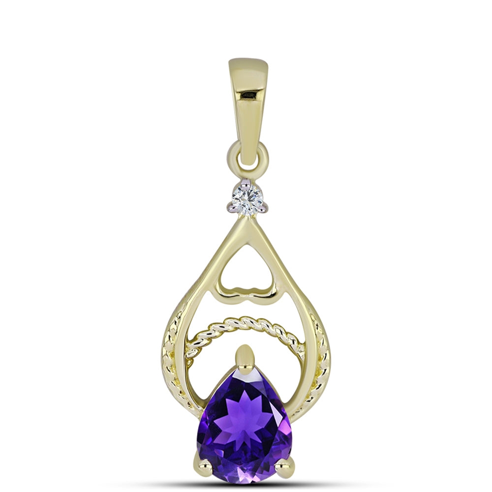 Pandantiv din Argint 925 Placat cu Aur ( 1.36 grame ) cu Ametist Marocan și Topaz Alb 0.89 Carate 1 