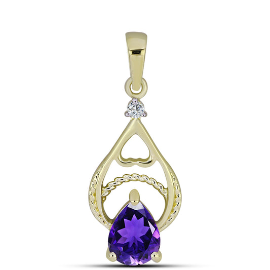 Pandantiv din Argint 925 Placat cu Aur ( 1.36 grame ) cu Ametist Marocan și Topaz Alb 0.89 Carate