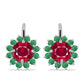 Cercei din Argint 925 ( 3.88 grame ) cu Rubin Malagasy și Smarald Brazilian 4.75 Carate