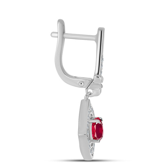 Cercei din Argint 925 ( 4.3 grame ) cu Rubin Malagasy și Topaz Alb 1.9 Carate