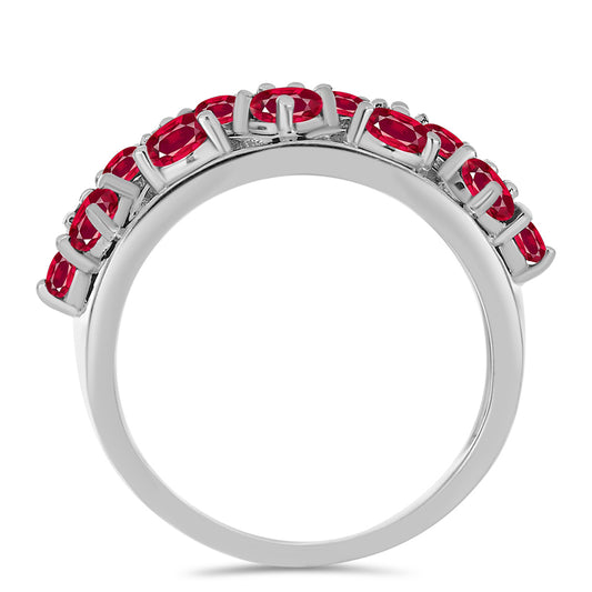 Inel din Argint 925 ( 4.21 grame ) cu Rubin Malagasy și Topaz Alb 2.54 Carate