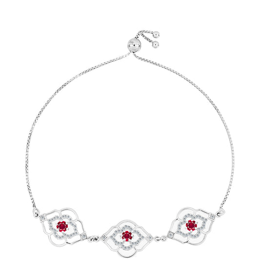 Brățară din Argint 925 ( 5.23 grame ) cu Rubin Malagasy și Topaz Alb 1.82 Carate