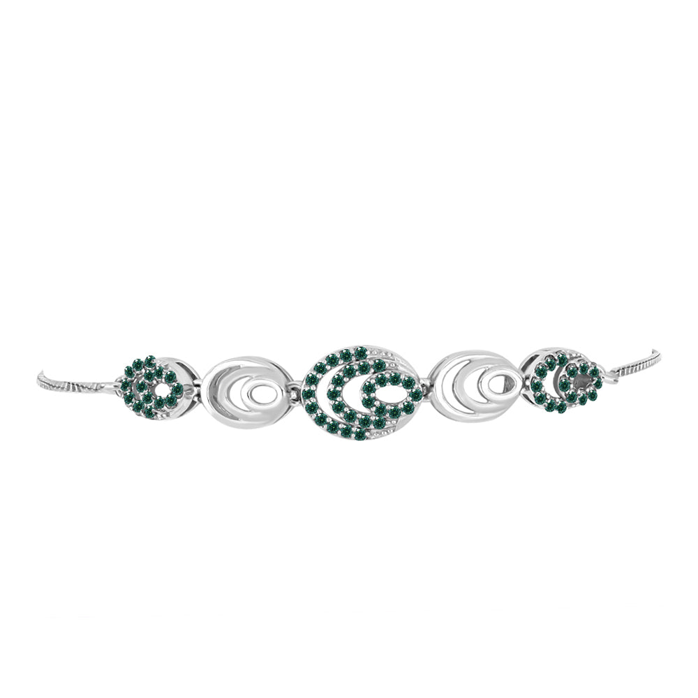 Brățară din Argint 925 ( 5.06 grame ) cu Moissanite verde-albăstrui marin 0.59 Carate 2 