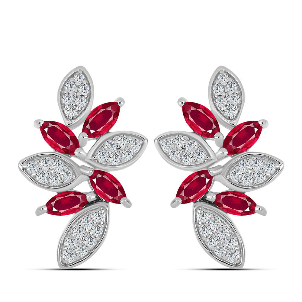 Cercei din Argint 925 ( 4.73 grame ) cu Rubin Malagasy și Topaz Alb 1.95 Carate