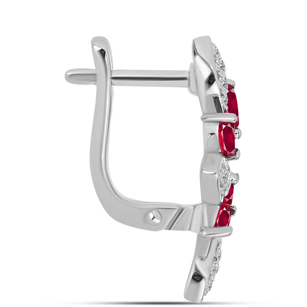 Cercei din Argint 925 ( 4.73 grame ) cu Rubin Malagasy și Topaz Alb 1.95 Carate