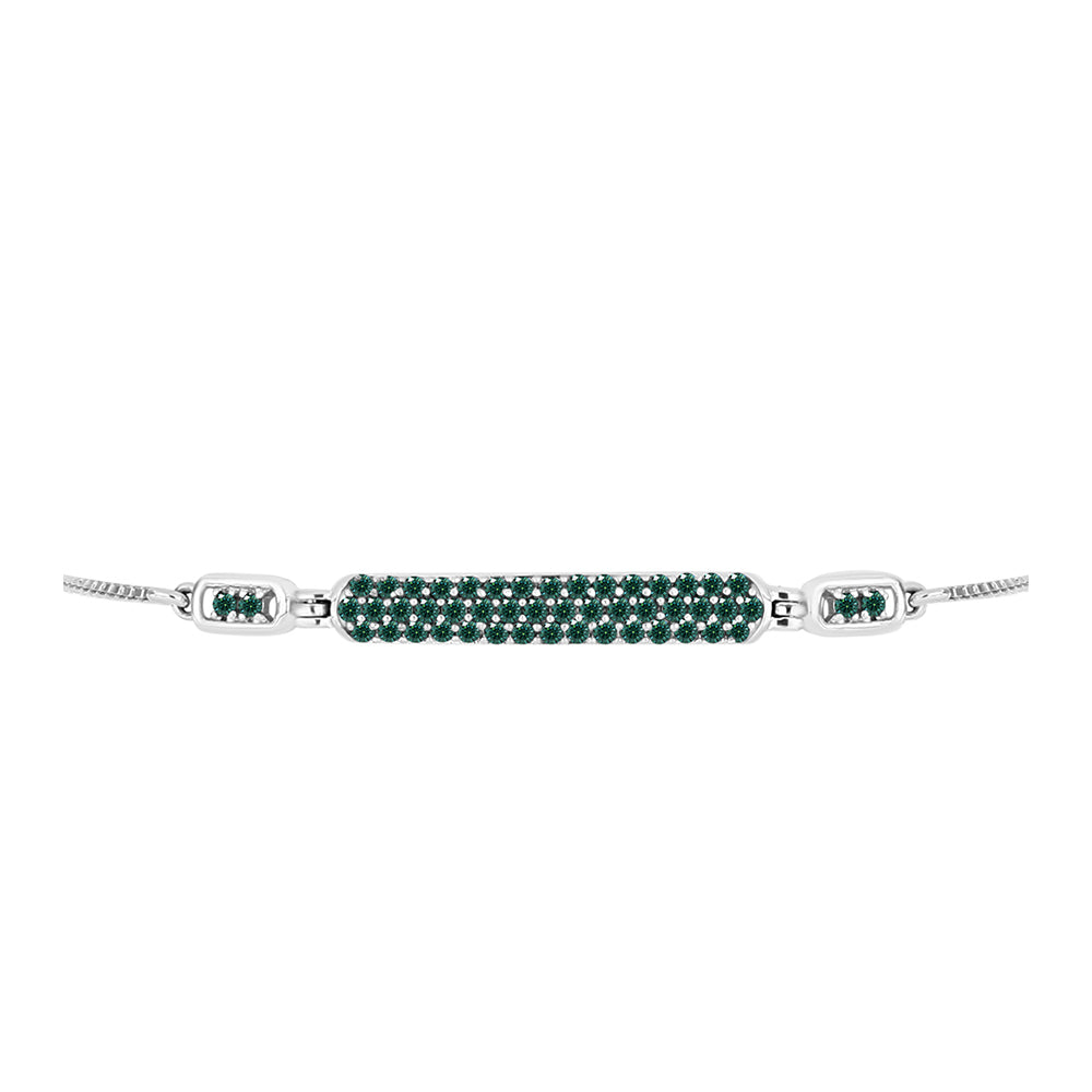 Brățară din Argint 925 ( 4.17 grame ) cu Moissanite verde-albăstrui marin 0.69 Carate 2 