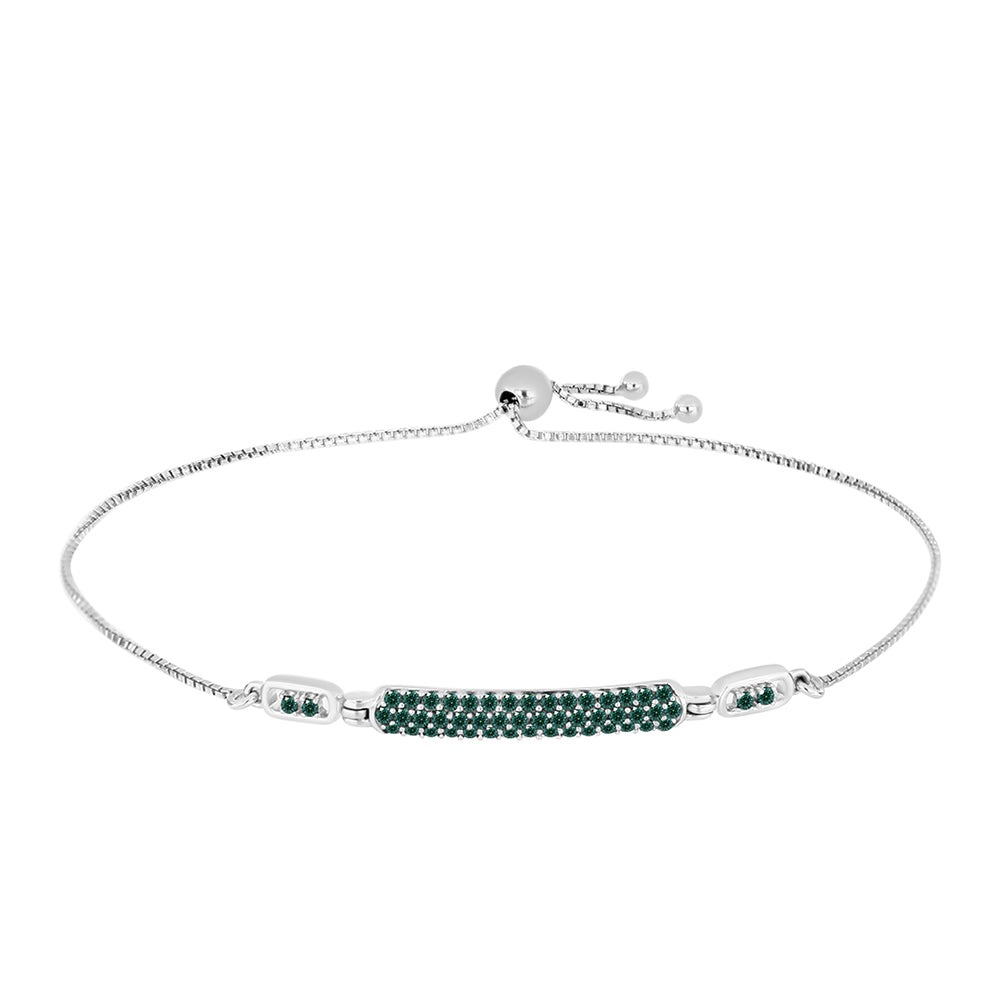 Brățară din Argint 925 ( 4.17 grame ) cu Moissanite verde-albăstrui marin 0.69 Carate 1 