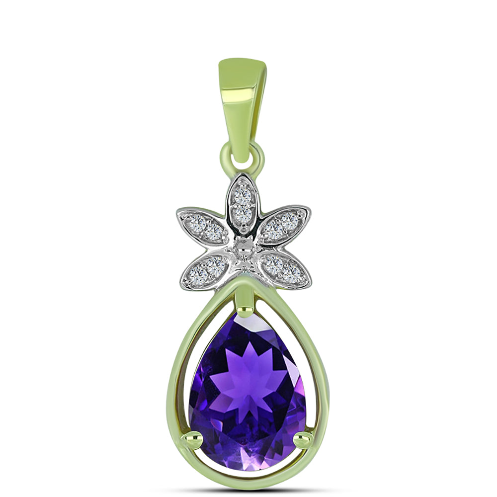 Pandantiv din Argint 925 Placat cu Aur ( 1.42 grame ) cu Ametist Marocan și Topaz Alb 1.75 Carate
