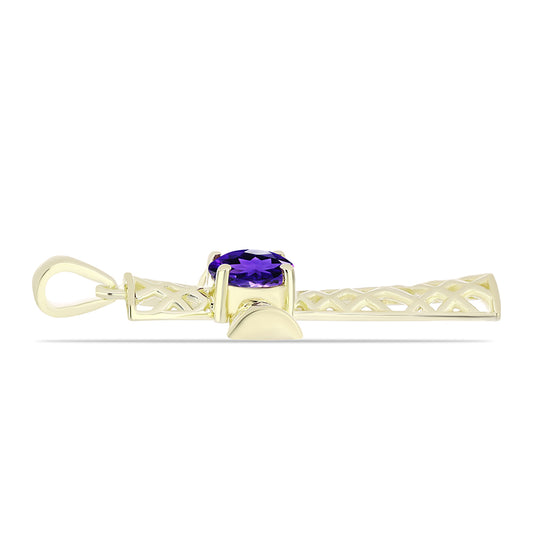 Cruce Pandantiv din Argint 925 Placat cu Aur ( 2.72 grame ) cu Ametist Marocan 1.22 Carate