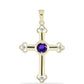 Cruce Pandantiv din Argint 925 Placat cu Aur ( 2.32 grame ) cu Ametist Marocan și Topaz Alb 0.52 Carate