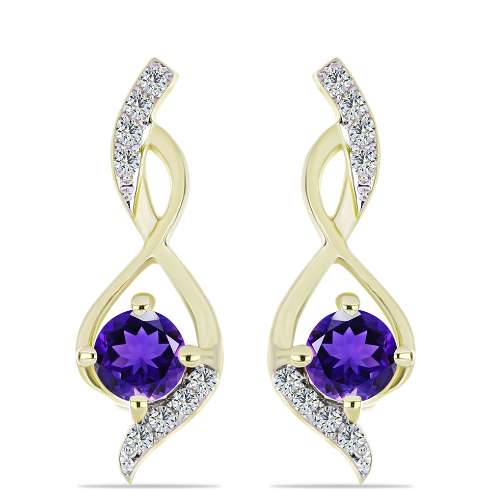 Set din Argint 925 Placat cu Aur ( 3.66 grame ) cu Ametist Marocan și Topaz Alb 0.87 Carate ( Cercei+Pandantiv ) 2 