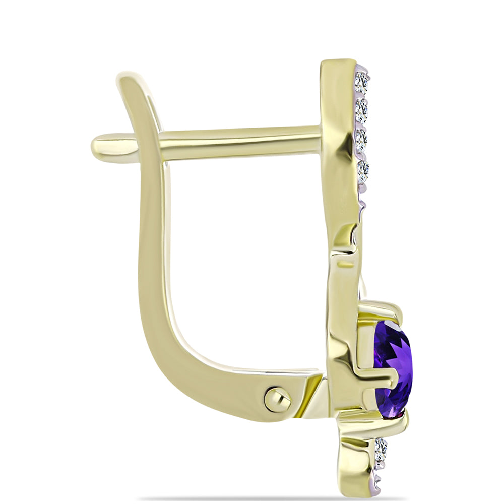 Set din Argint 925 Placat cu Aur ( 3.66 grame ) cu Ametist Marocan și Topaz Alb 0.87 Carate ( Cercei+Pandantiv ) 4 