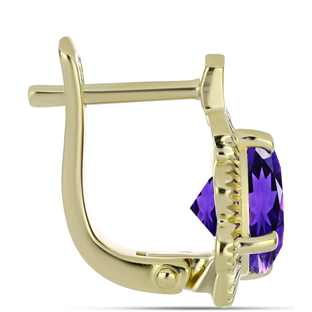 Cercei din Argint 925 Placat cu Aur ( 3.5 grame ) cu Ametist Marocan 3.49 Carate 2 