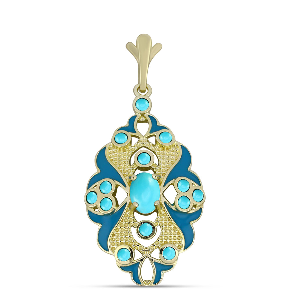 Pandantiv din Argint 925 Placat cu Aur ( 4.25 grame ) cu Turcoaz ”Frumoasa Adormită” 1.16 Carate