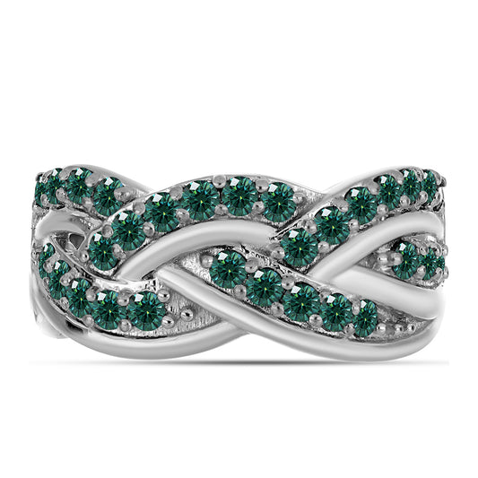 Inel din Argint 925 ( 5.48 grame ) cu Moissanite verde-albăstrui marin 0.96 Carate