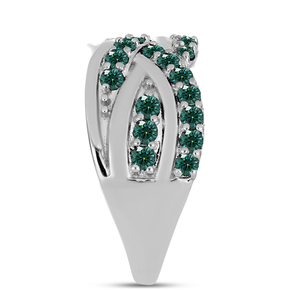 Inel din Argint 925 ( 5.48 grame ) cu Moissanite verde-albăstrui marin 0.96 Carate 4 