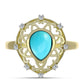Inel din Argint 925 Placat cu Aur ( 3.3 grame ) cu Turcoaz ”Frumoasa Adormită” și Topaz Alb 1.17 Carate