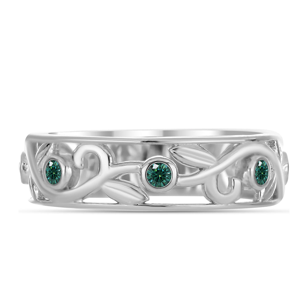 Inel din Argint 925 ( 3.5 grame ) cu Moissanite verde-albăstrui marin 0.16 Carate 1 