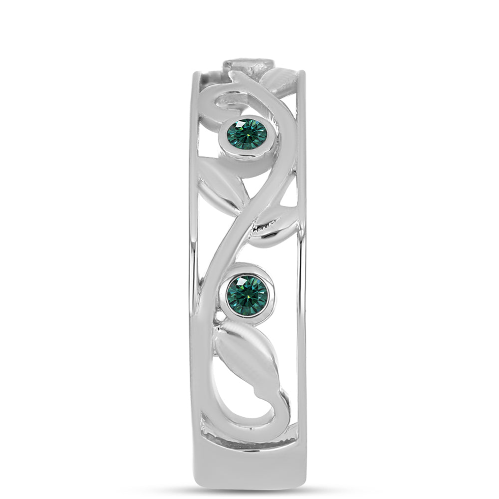 Inel din Argint 925 ( 3.5 grame ) cu Moissanite verde-albăstrui marin 0.16 Carate 4 