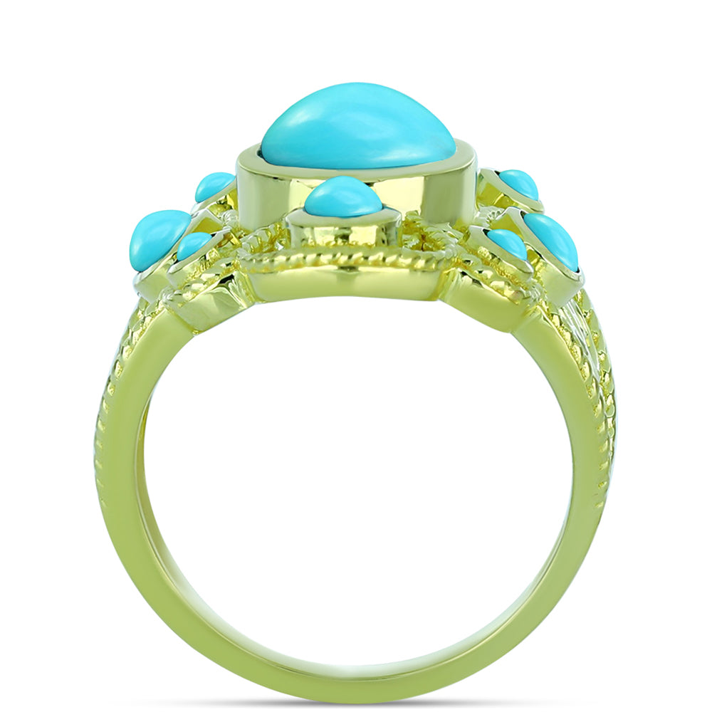 Inel din Argint 925 Placat cu Aur ( 6.43 grame ) cu Turcoaz ”Frumoasa Adormită” 3.01 Carate 2 