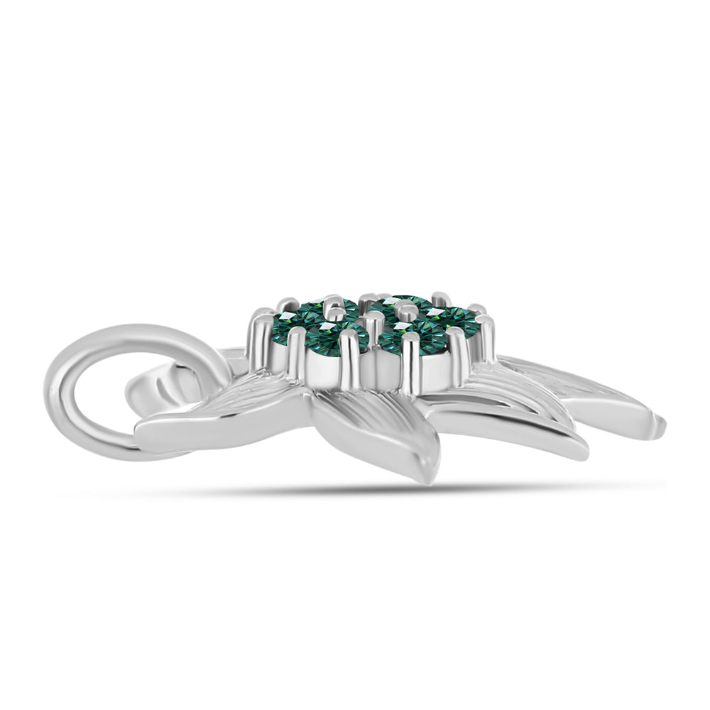 Pandantiv din Argint 925 ( 1.13 grame ) cu Moissanite verde-albăstrui marin 0.17 Carate