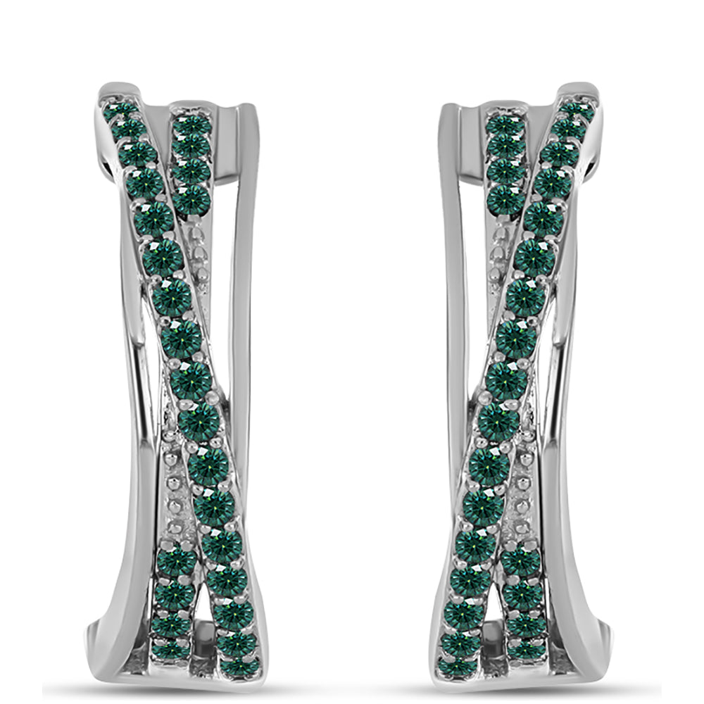 Cercei din Argint 925 ( 5.42 grame ) cu Moissanite verde-albăstrui marin 0.5 Carate 1 