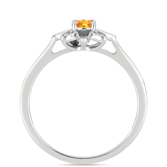 Inel din Argint 925 ( 2.75 grame ) cu Safir Padparadscha și Topaz Alb 0.34 Carate