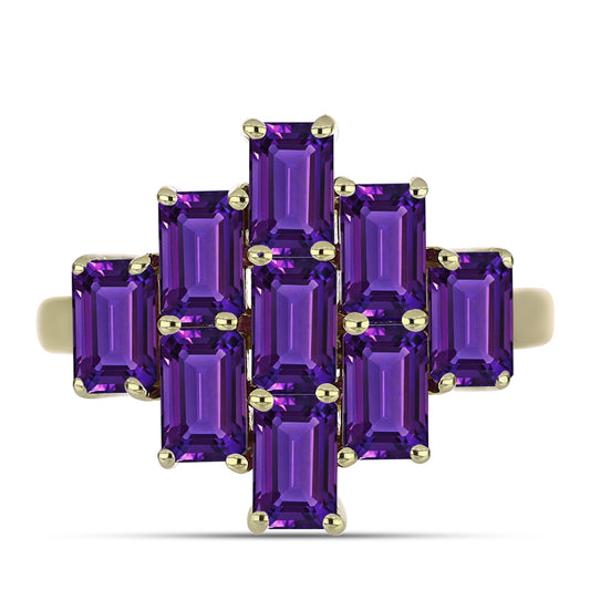 Inel din Argint 925 Placat cu Aur ( 3.22 grame ) cu Ametist Marocan 2.71 Carate