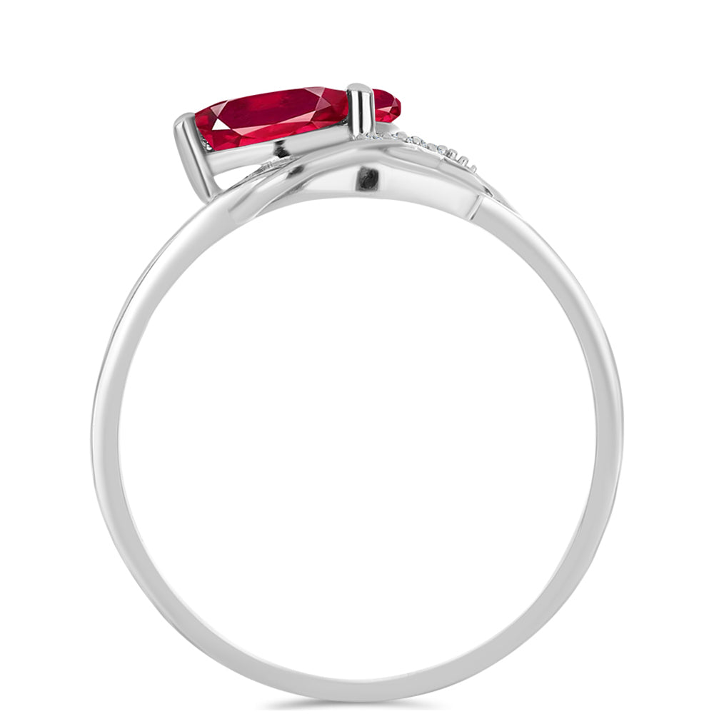 Inel din Argint 925 ( 1.62 grame ) cu Rubin Malagasy și Topaz Alb 0.77 Carate 2 