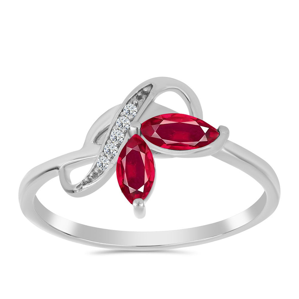 Inel din Argint 925 ( 1.62 grame ) cu Rubin Malagasy și Topaz Alb 0.77 Carate 3 