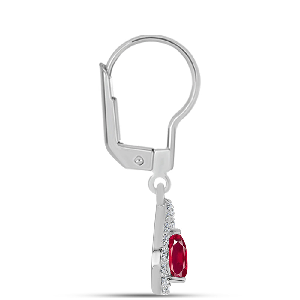 Cercei din Argint 925 ( 1.69 grame ) cu Rubin Malagasy și Topaz Alb 0.9 Carate 2 