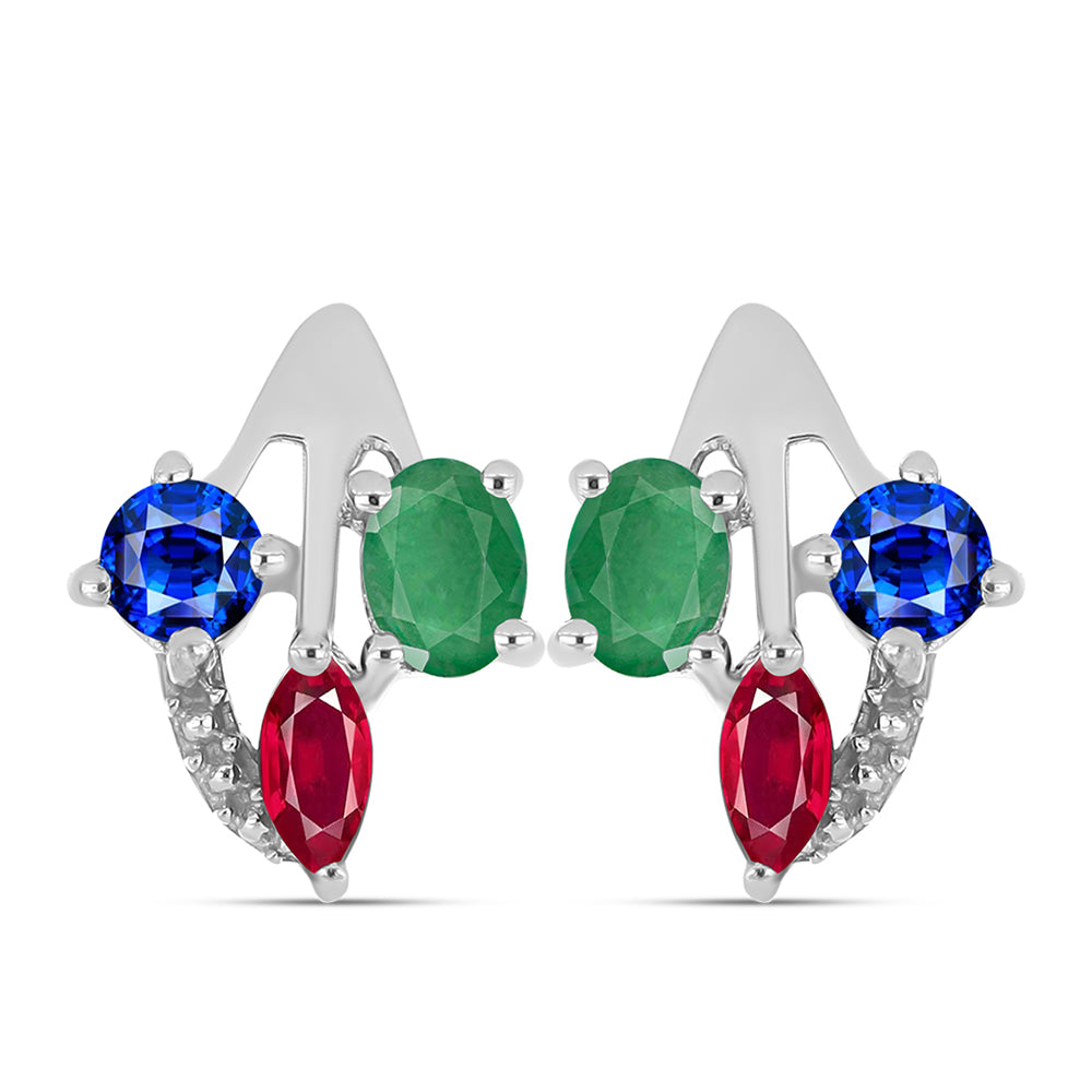 Set din Argint 925 ( 3.7 grame ) cu Rubin Malagasy și Smarald Brazilian 1.41 Carate ( Cercei+Inel ) 2 
