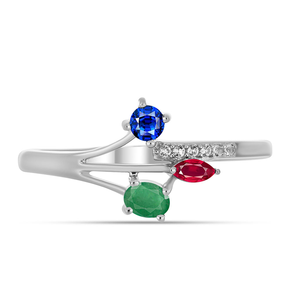 Set din Argint 925 ( 3.7 grame ) cu Rubin Malagasy și Smarald Brazilian 1.41 Carate ( Cercei+Inel ) 3 