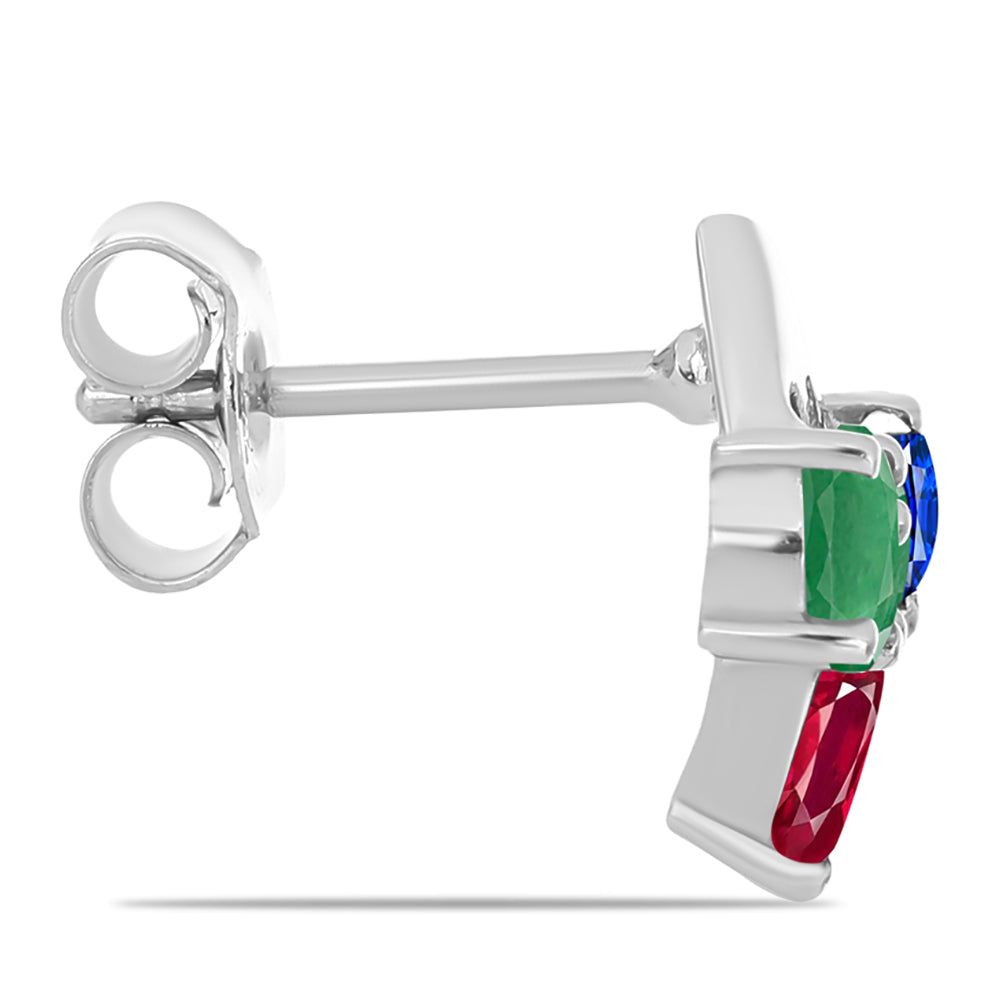 Set din Argint 925 ( 3.7 grame ) cu Rubin Malagasy și Smarald Brazilian 1.41 Carate ( Cercei+Inel )
