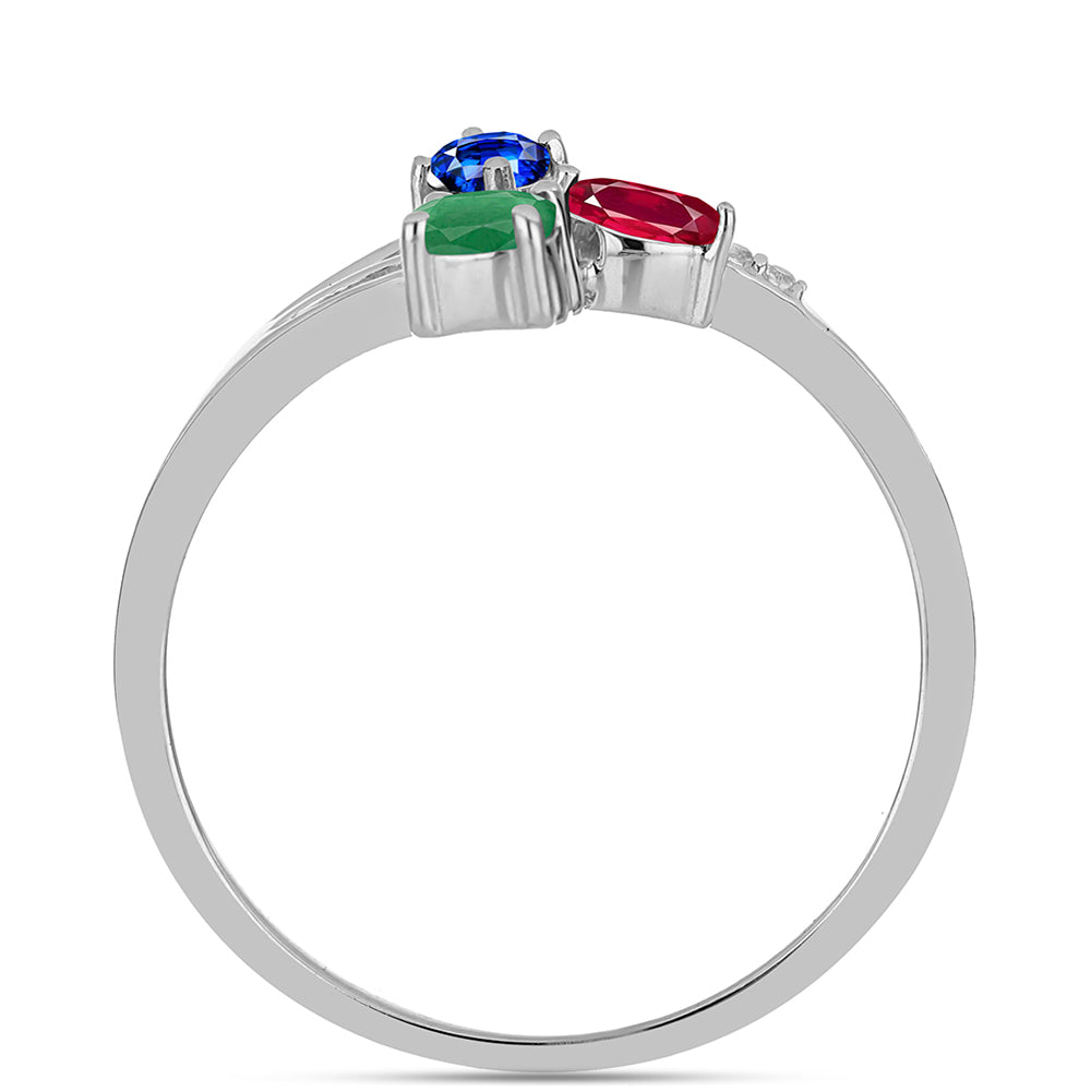 Set din Argint 925 ( 3.7 grame ) cu Rubin Malagasy și Smarald Brazilian 1.41 Carate ( Cercei+Inel )