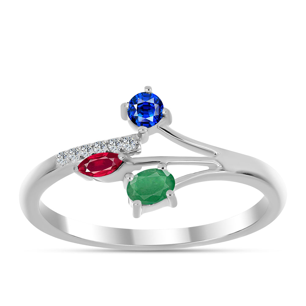 Set din Argint 925 ( 3.7 grame ) cu Rubin Malagasy și Smarald Brazilian 1.41 Carate ( Cercei+Inel )