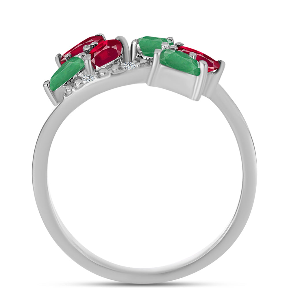 Inel din Argint 925 ( 2.79 grame ) cu Rubin Malagasy și Smarald Brazilian 1.65 Carate 2 