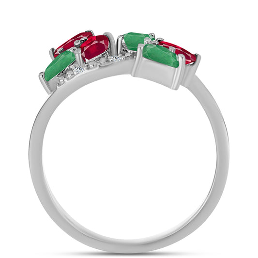 Inel din Argint 925 ( 2.79 grame ) cu Rubin Malagasy și Smarald Brazilian 1.65 Carate