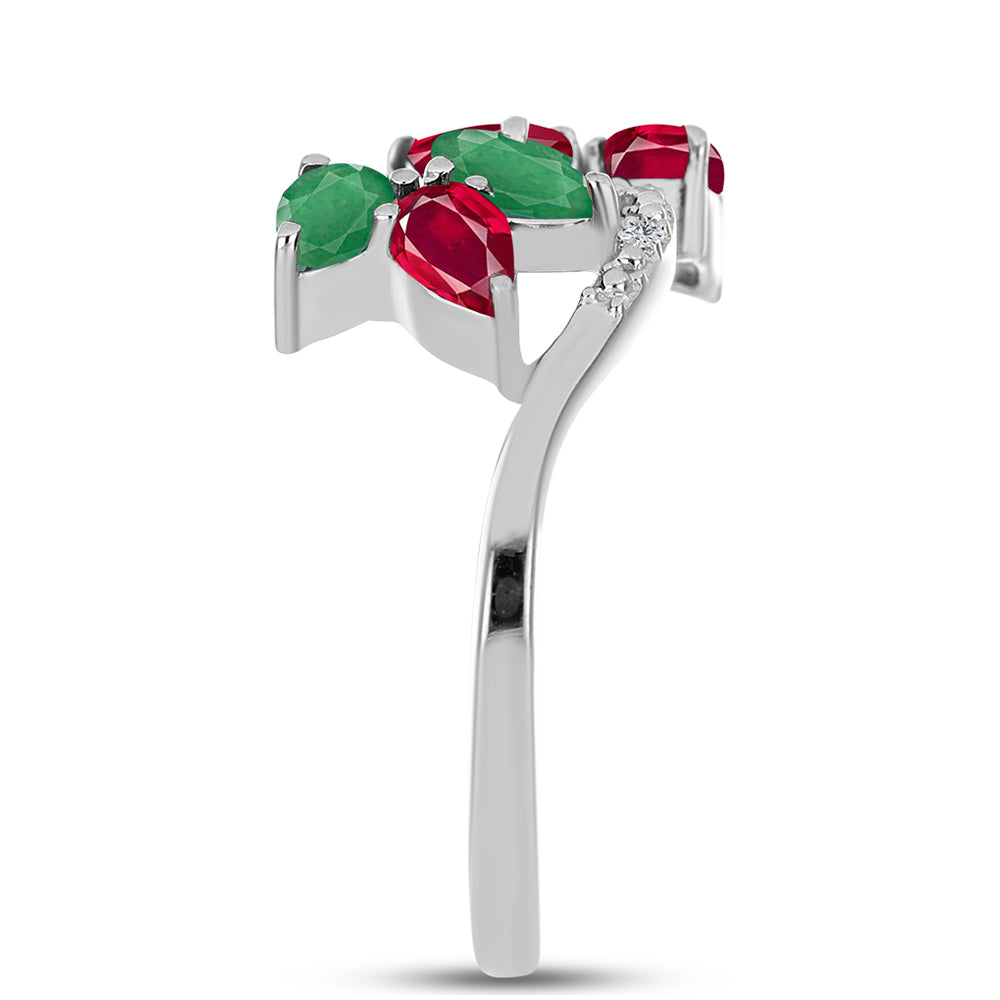 Inel din Argint 925 ( 2.79 grame ) cu Rubin Malagasy și Smarald Brazilian 1.65 Carate 4 