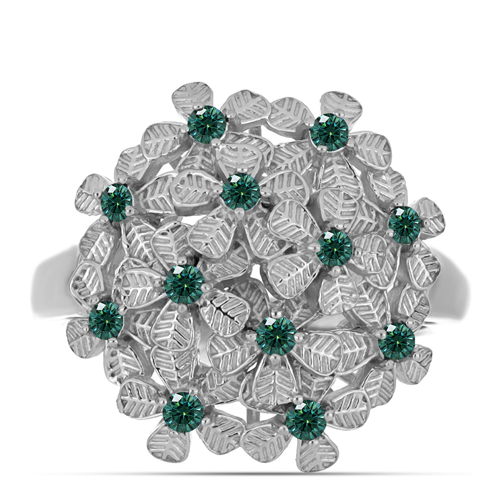 Inel din Argint 925 ( 6.87 grame ) cu Moissanite verde-albăstrui marin 0.38 Carate 1 