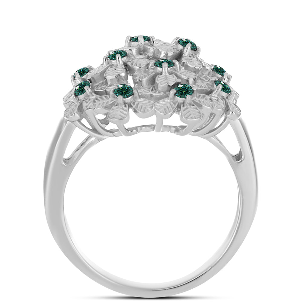 Inel din Argint 925 ( 6.87 grame ) cu Moissanite verde-albăstrui marin 0.38 Carate 2 