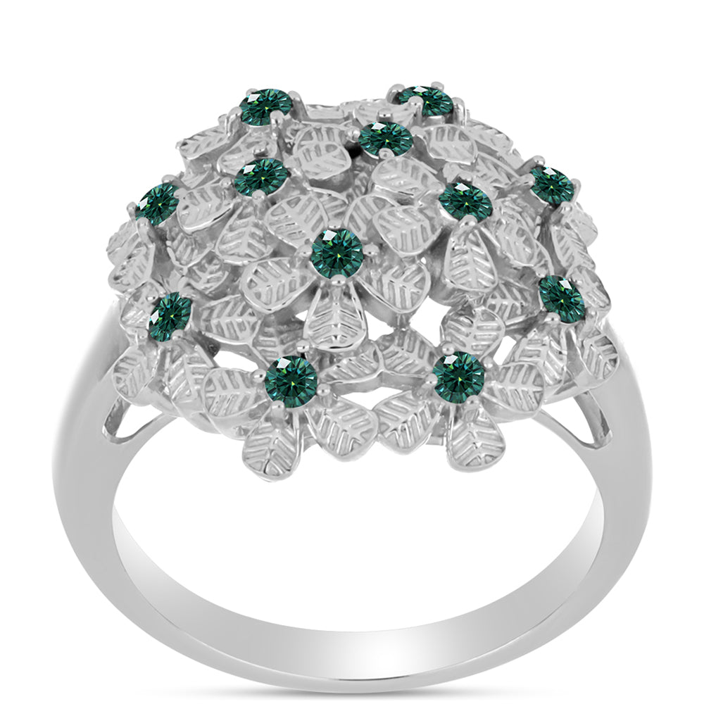 Inel din Argint 925 ( 6.87 grame ) cu Moissanite verde-albăstrui marin 0.38 Carate 3 