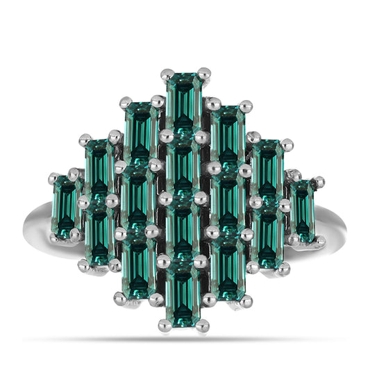 Inel din Argint 925 ( 3.92 grame ) cu Moissanite verde-albăstrui marin 1.83 Carate