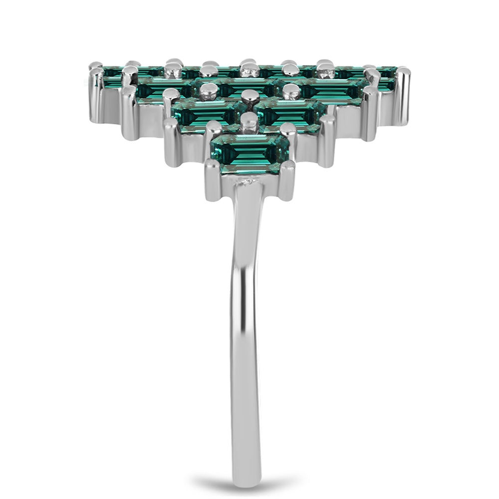 Inel din Argint 925 ( 3.92 grame ) cu Moissanite verde-albăstrui marin 1.83 Carate 4 