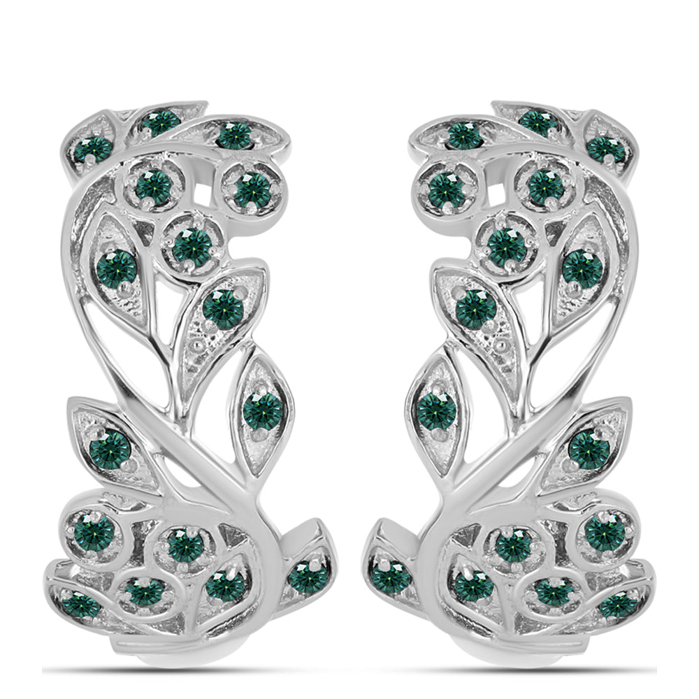 Cercei din Argint 925 ( 6.07 grame ) cu Moissanite verde-albăstrui marin 0.32 Carate 1 