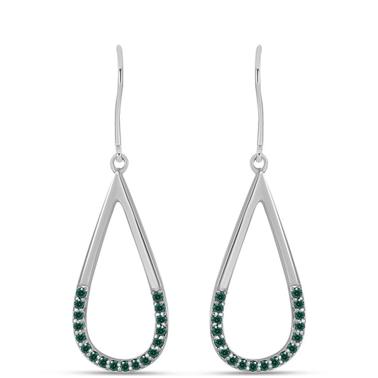 Cercei din Argint 925 ( 3.11 grame ) cu Moissanite verde-albăstrui marin 0.5 Carate