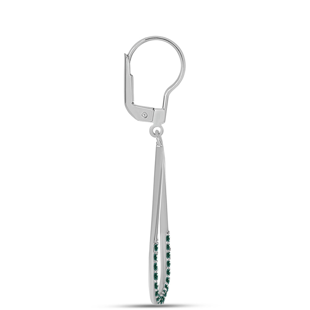 Cercei din Argint 925 ( 3.11 grame ) cu Moissanite verde-albăstrui marin 0.5 Carate 2 