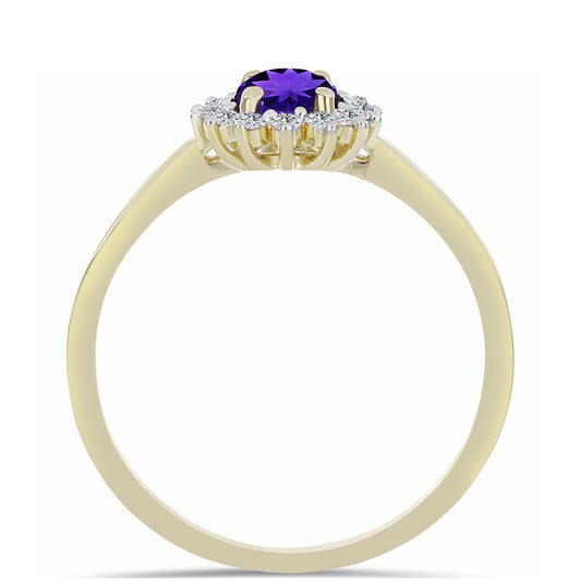 Inel din Argint 925 Placat cu Aur ( 2.23 grame ) cu Ametist Marocan și Topaz Alb 0.96 Carate