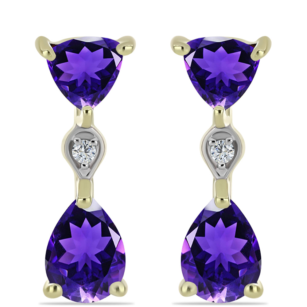 Cercei din Argint 925 Placat cu Aur ( 3 grame ) cu Ametist Marocan și Topaz Alb 2.13 Carate 1 